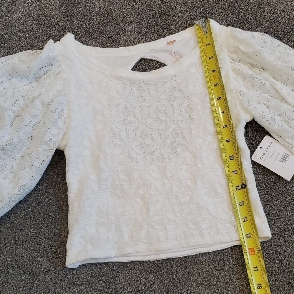 NWT Free People Y2K  Round Neck Long Puff Sleeve Top blouse tee